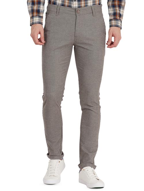 brown textured flat front casual trouser - 16458278 - Very Small Image - 1