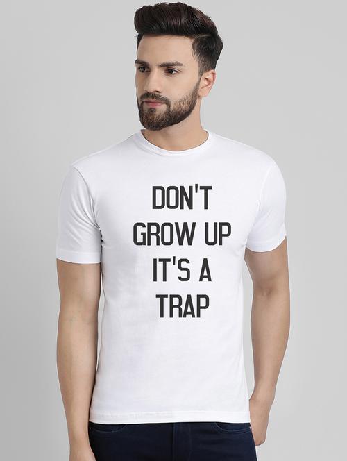 white typographic chest print t-shirt - 16461077 - Very Small Image - 1