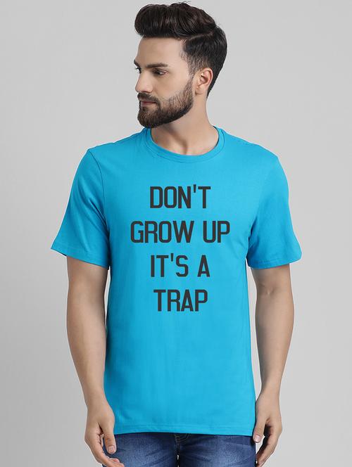 turquoise typographic chest print t-shirt - 16461081 - Very Small Image - 1