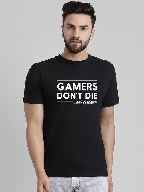 black typographic chest print t-shirt - 16461084 - Very Small Image - 1