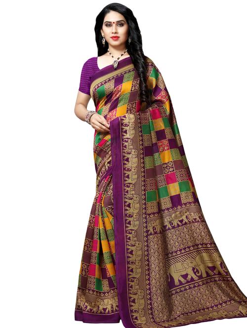 checkered printed bhagalpuri saree - 16461308 - Very Small Image - 1