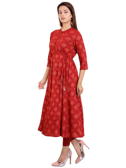 foil printed flared anarkali kurta - 16462707 - Very Small Image - 1