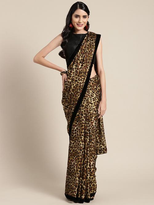 animal printed saree with blouse - 16463122 - Very Small Image - 1