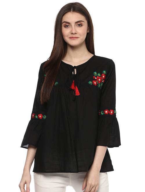 black cotton regular top - 16463185 - Very Small Image - 1