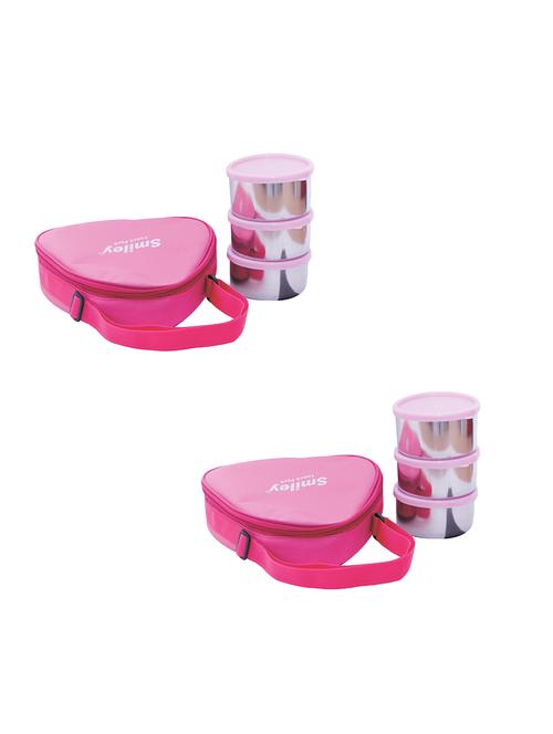 abtool combo of pink triangle steel lunch box - 16466451 - Very Small Image - 1