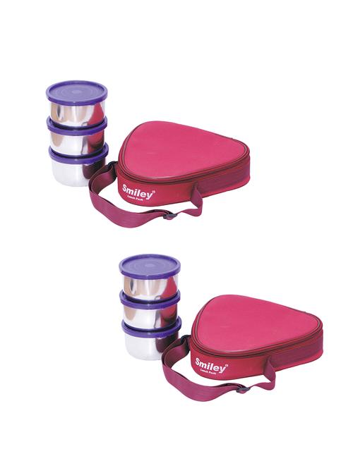 abtool combo of maroon triangle steel lunch box - 16466537 - Very Small Image - 1