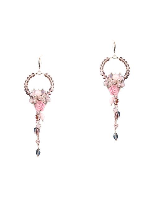 pink metal drop earrings - 16466615 - Very Small Image - 1