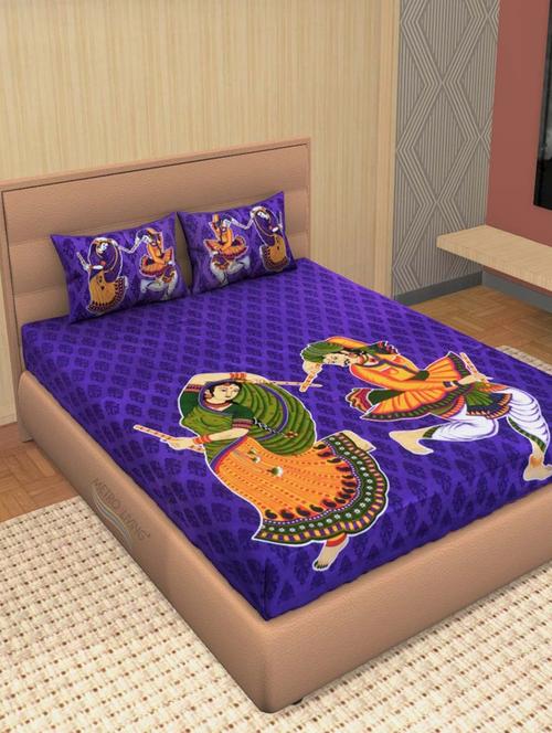 elegant design cotton printed double bedsheet with 2 pillow cover - 16467446 - Very Small Image - 1