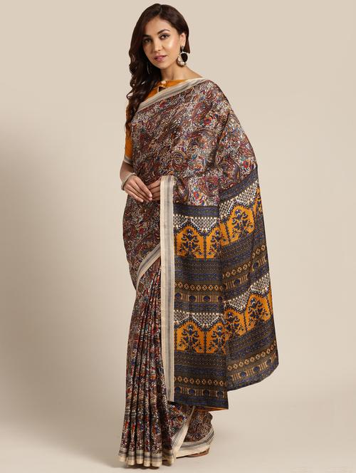 paisley printed saree with blouse - 16470196 - Very Small Image - 1