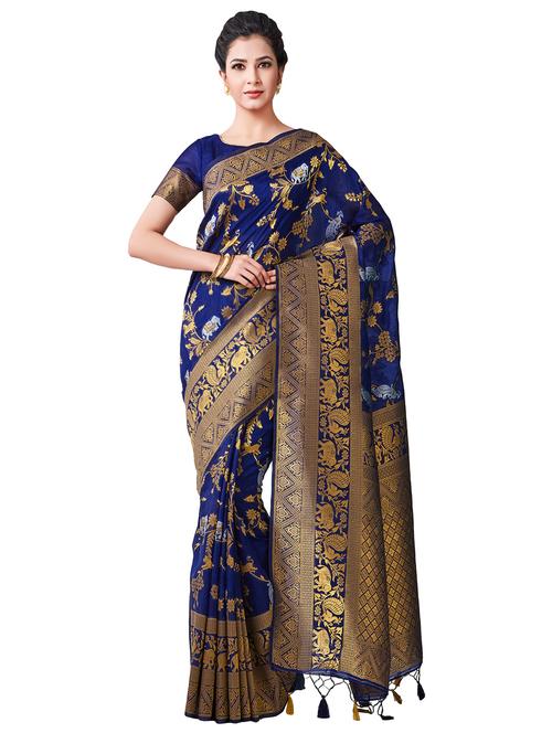 bordered kanjivaram saree with blouse - 16471521 - Very Small Image - 1