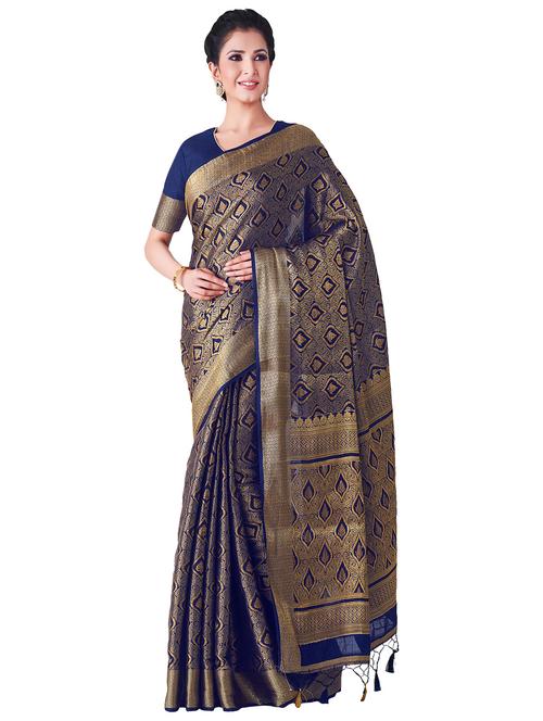 bordered kanjivaram saree with blouse - 16471522 - Very Small Image - 1