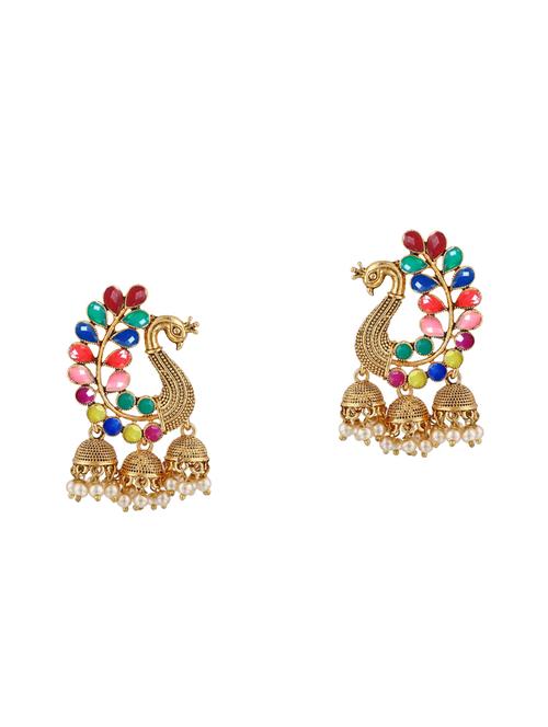 multi colored metal jhumka earring - 16472347 - Very Small Image - 1