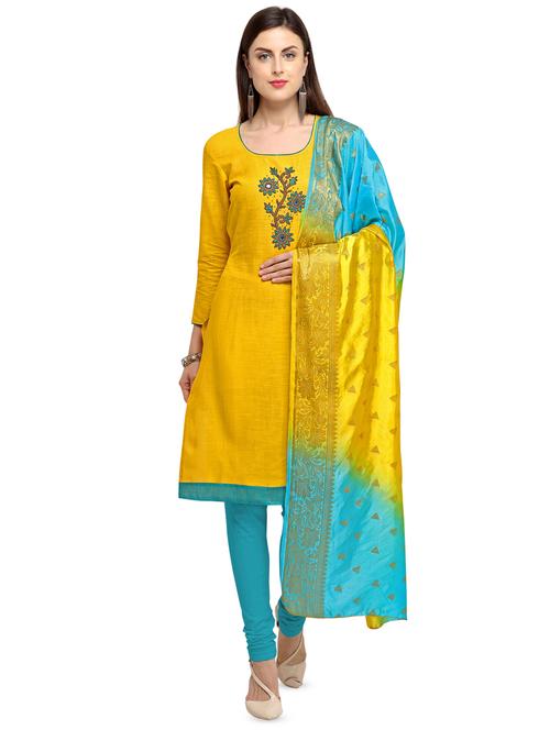 embellished unstitched churidaar suit - 16474929 - Very Small Image - 1