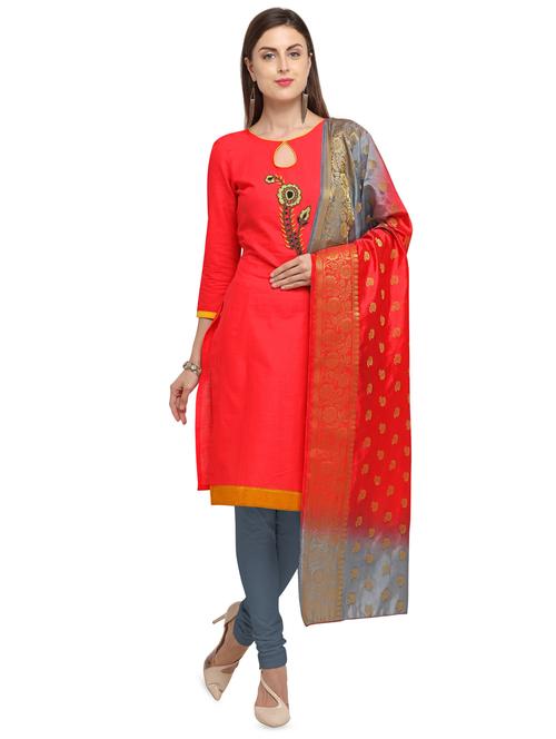 embellished unstitched churidaar suit - 16474932 - Very Small Image - 1