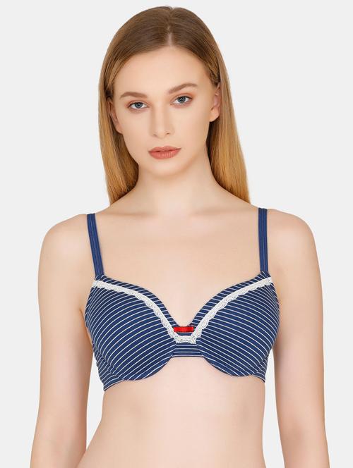 lace detail stripes t-shirt bra - 16477547 - Very Small Image - 1