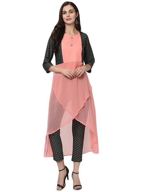 contrast asymmetric kurta - 16480423 - Very Small Image - 1
