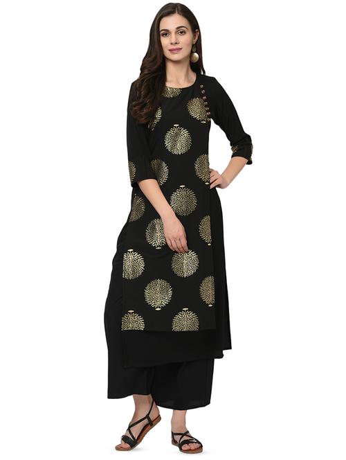 foil print straight kurta - 16480433 - Very Small Image - 1