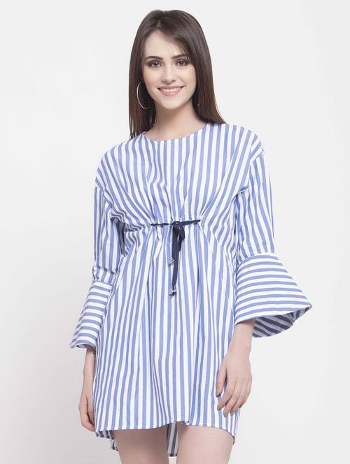 drawstring striped a-line dress - 16482554 - Very Small Image - 1