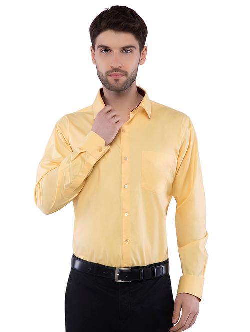 yellow solid formal shirt - 16485270 - Very Small Image - 1