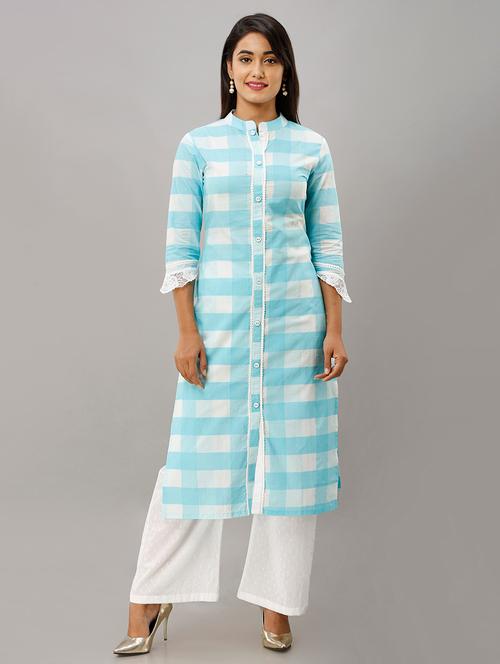 checkered straight kurta - 16485525 - Very Small Image - 1