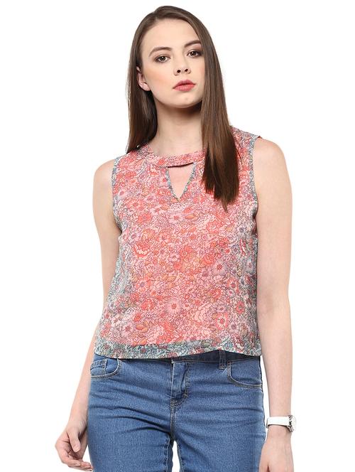 key hole neck floral top  - 16486133 - Very Small Image - 1