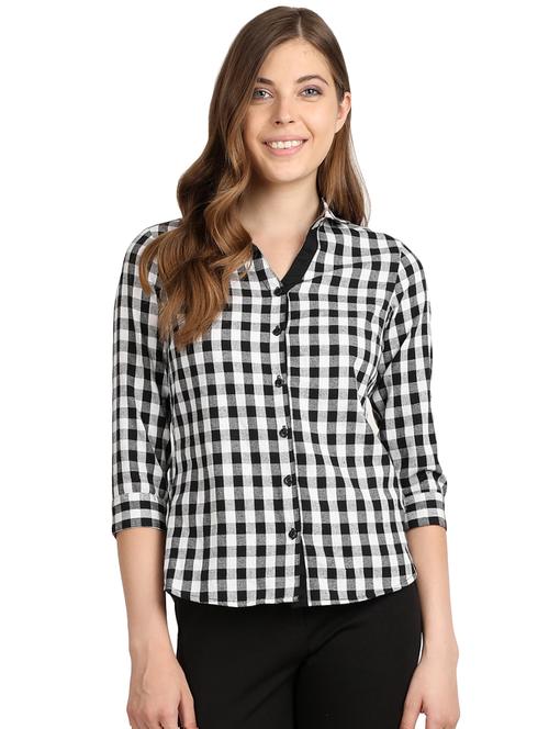 curved hem checkered shirt - 16489876 - Very Small Image - 1