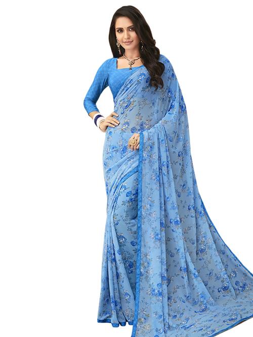 floral bordered saree with blouse - 16490037 - Very Small Image - 1