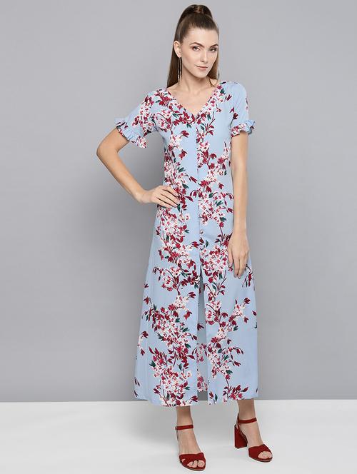 frill detail front slit a-line dress - 16490186 - Very Small Image - 1