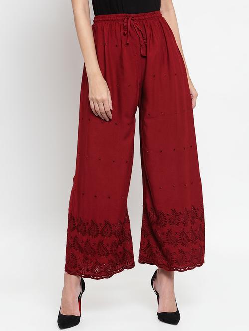 drawstring waist embroidered palazzo  - 16490561 - Very Small Image - 1