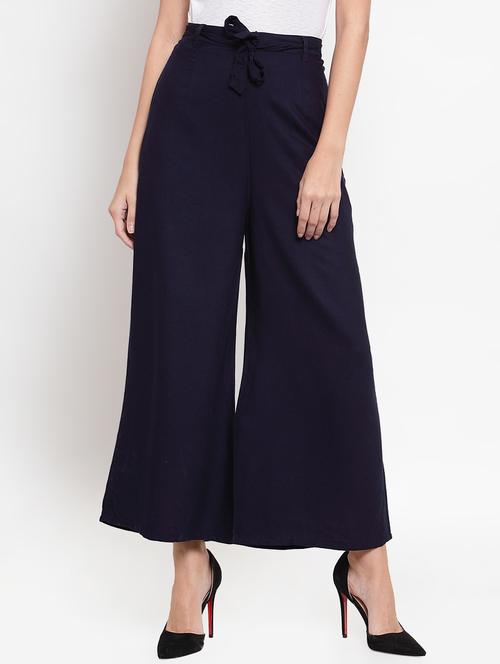 tie knot solid flared palazzo - 16490573 - Very Small Image - 1