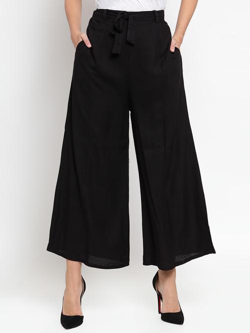 tie knot solid flared palazzo - 16490574 - Very Small Image - 1