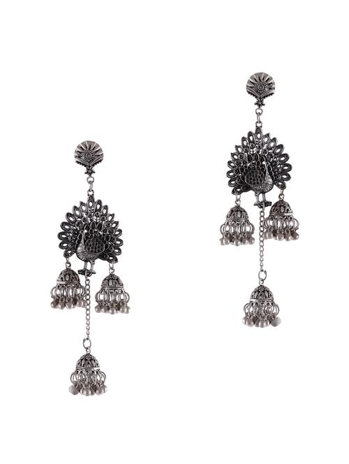 silver metal jhumka earring - 16490642 - Very Small Image - 1
