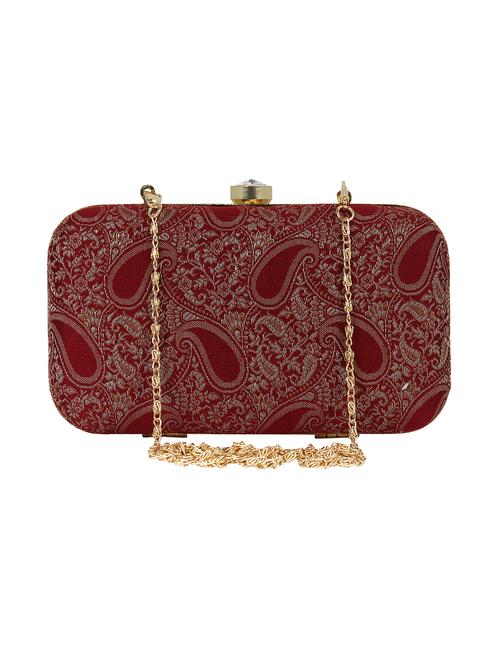 maroon faux silk box clutch - 16491023 - Very Small Image - 1