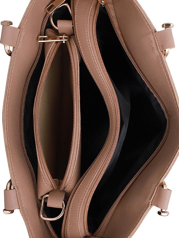 beige leatherette (pu) combo handbag - 16491835 - Zoom Image - 2