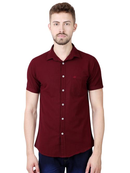 red solid casual shirt - 16492861 - Very Small Image - 1