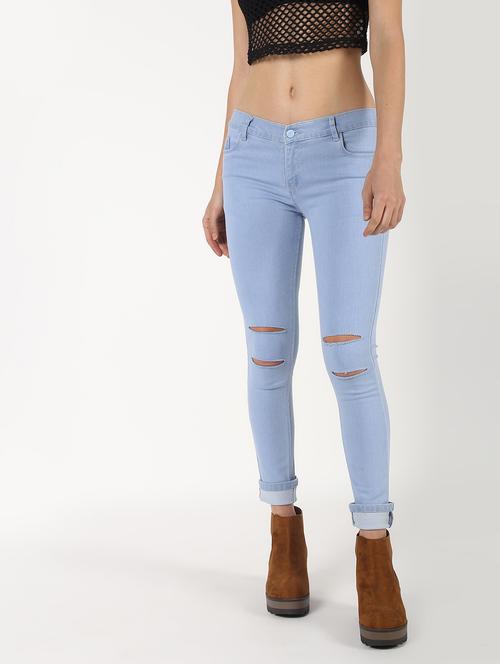 knee slit solid jeans  - 16493033 - Very Small Image - 1