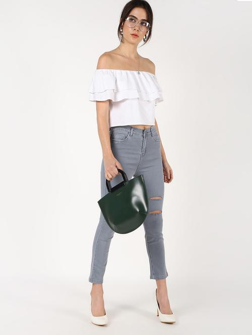 high rise knee slit jeans  - 16493122 - Very Small Image - 1