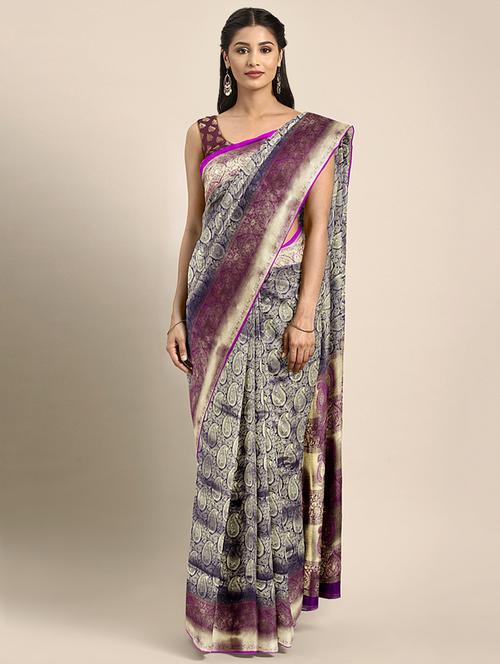 paisley woven saree with blouse - 16493256 - Very Small Image - 1