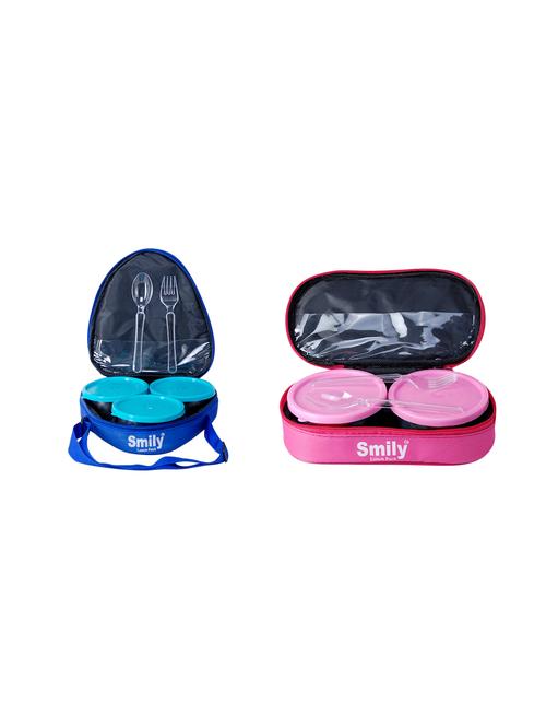 combo of triangle blue & pink lunch box   - 16493395 - Very Small Image - 1