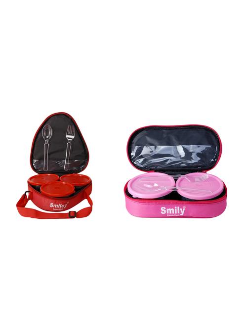 combo of triangle red & pink lunch box - 16493396 - Very Small Image - 1