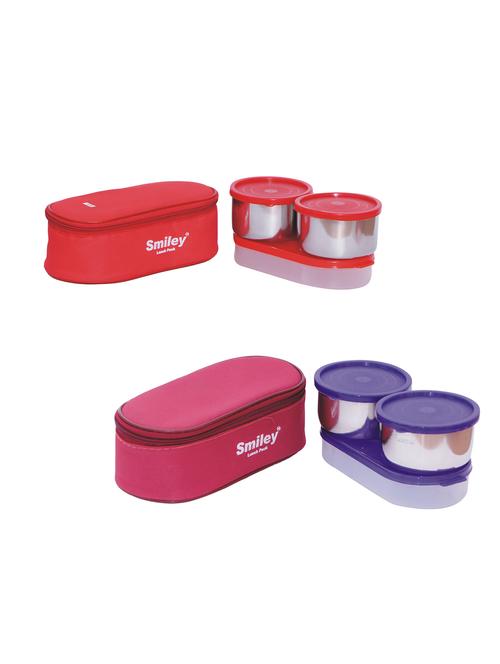 combo of red & maroon  lunch box - 16493401 - Very Small Image - 1