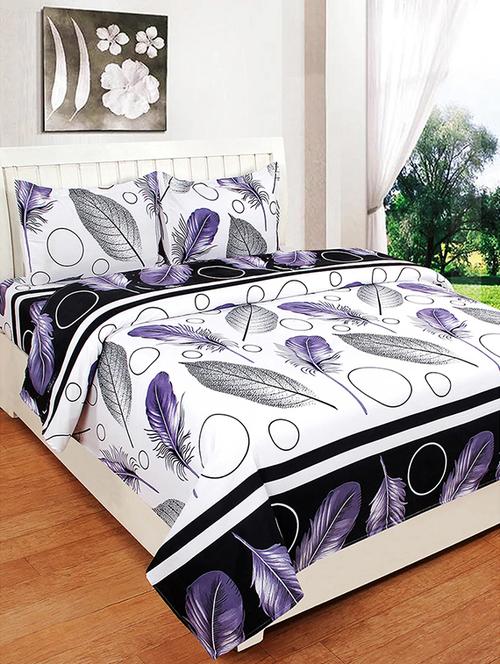 printed double bed polycotton bedsheet with two pillow covers - 16495598 - Very Small Image - 1