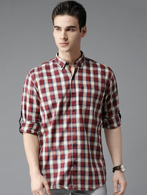 red tartan checkered casual shirt - 16495817 - Very Small Image - 1