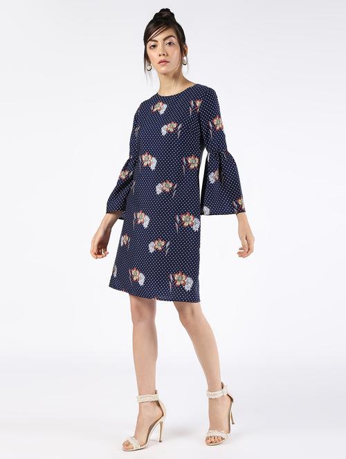 bell sleeved polka dots sheath dress - 16497391 - Very Small Image - 1