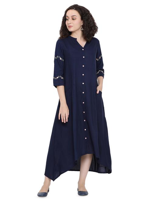 women's high low solid dress - 16499768 - Very Small Image - 1