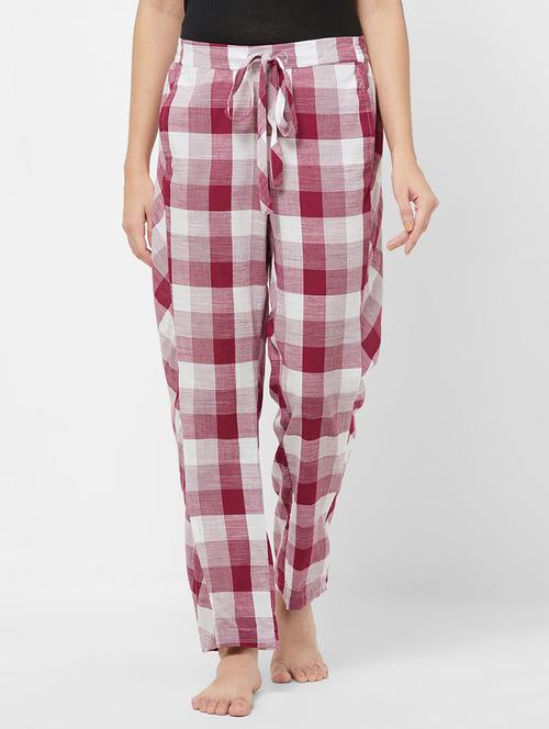 drawstring waist checkered pajama - 16501019 - Very Small Image - 1