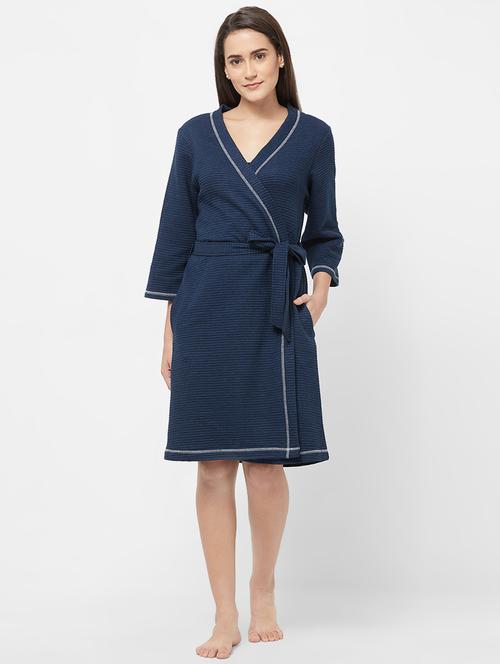 tie front solid sleepwear robe - 16501055 - Very Small Image - 1