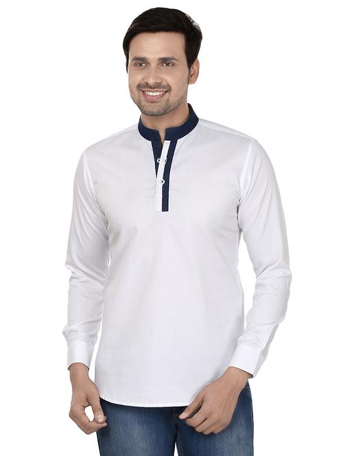 white solid short kurta - 16501119 - Very Small Image - 1