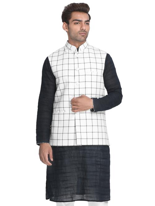 white checkered nehru jacket - 16501527 - Very Small Image - 1