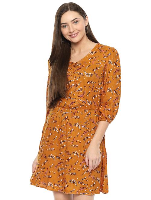 v-neck floral a-line dress - 16504025 - Very Small Image - 1